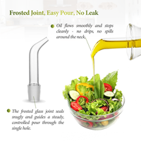 Grand distributeur de vinaigrette en verre 470 ml (15,89 oz) avec bec verseur givré tout en verre pour la préparation des repas, sans métal, sans plastique
