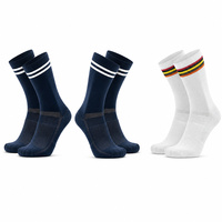 Chaussettes de cyclisme tricotées respirantes à rayures antidérapantes avec revers, fournisseurs ODM en marque blanche, vente en gros