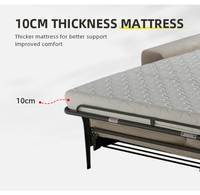 Sofá Cama Convertible de Tela de Lujo con Colchón, Manual, 3 Plazas, Moderno, Plegable, para Hotel o Villa