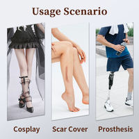Prothèse de Jambe et Pied Artificiels en Silicone Haute Simulation Portables pour Couvrir les Cicatrices, Fête d'Halloween et Cosplayer