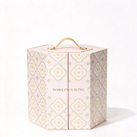 Boîte rigide multi-portes personnalisée pour cadeaux floraux, boîte d'emballage à tiroirs multiples pour bijoux avec poignée métallique pour ensemble de cosmétiques et bijoux