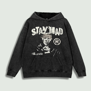 Sudadera con Capucha Estampada Stay <span class=keywords><strong>Mad</strong></span>, 100% Algodón, Almacén de EE. UU., <span class=keywords><strong>6</strong></span> Colores - Product Image 1