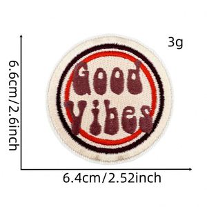 Iron on Embroidery Brown <b>pink</b> Color rainbow butterfly Flower Goodvibes Patch for Clothes Hat Decoration - Product Image 5