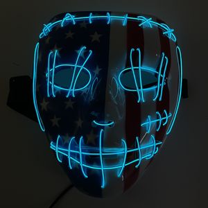 Indliontin hari 4 Juli LED Amerika Serikat bendera El kawat masker cahaya Masker mode untuk topeng Halloween pesta Festival - Product Image 3