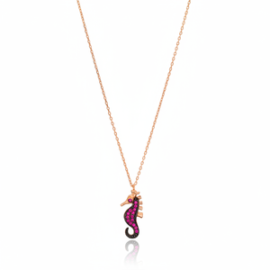 Caballito de mar diseño rubí piedra encanto COLLAR COLGANTE turco hecho a mano venta al por mayor 925 joyería de plata esterlina - Product Image 2