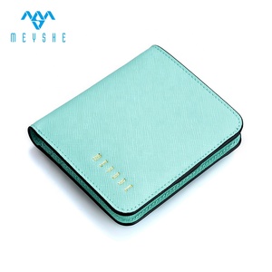 Saffiano di alta qualità in <span class=keywords><strong>vera</strong></span> <span class=keywords><strong>pelle</strong></span> da <span class=keywords><strong>donna</strong></span> MEYSHE <span class=keywords><strong>piccolo</strong></span> <span class=keywords><strong>portafoglio</strong></span> portamonete RFID blocco cerniera e bottone - Product Image 2