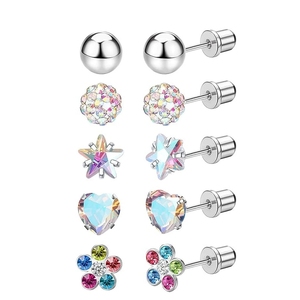 Set de 304 Accesorios para Perforaciones, Aretes de Zirconia con Forma de Estrella, Corazón y Flor, <span class=keywords><strong>Plata</strong></span>, Oro 14k, Oro 18k, Acero Inoxidable, Aretes para Bebés - Product Image 4