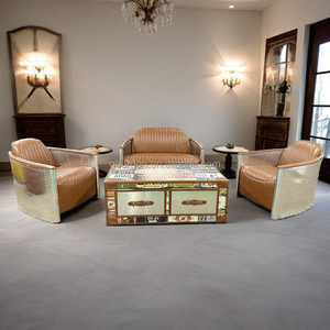 Migliore qualità moderna stile aviatore vera pelle divano Set per la casa Hotel Bar Villa industriale soggiorno pieno di spugna - Product Image 1