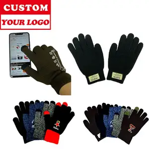 Guanti in maglia Touch Screen per gli uomini Custom Logo aziendale guanti personalizzati in maglia acrilica guanti invernali