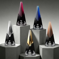 Trophée en cristal noble de couleur unie, trophée moderne en verre bleu et noir pour la reconnaissance des employés, cadeau d'entreprise, gravure personnalisée