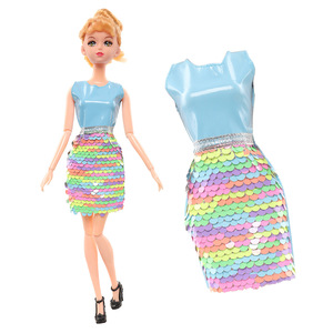 Accessorio per Bambola <span class=keywords><strong>Barbie</strong></span> da 30cm con Vestito di Paillettes Giocattolo Morbido in Plastica Fai-da-Te Stile Cartone Animato per Giocare a Casa - Product Image 6