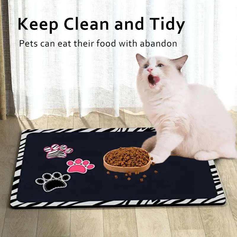 Tapis d'alimentation pour animaux de compagnie tapis de nourriture pour chiens utiliser du caoutchouc de diatomite antidérapant absorbant lavable remplacer le tapis de lécher de chat en silicone étanche