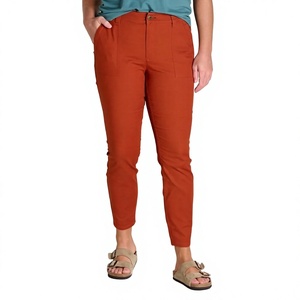 Pantalon droit d'été grande taille pour femme, design personnalisé, couleur unie, coupe ajustée, respirant, écoresponsable, en Spandex/Coton, anti-plis - Product Image 6