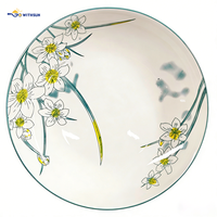 Assiettes en porcelaine à motif floral 2025, écologiques, vente en gros, en stock, logo personnalisable, vaisselle de fête, maison/hôtel
