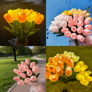 <span class=keywords><strong>Tulipes</strong></span> artificielles avec lumière LED, <span class=keywords><strong>tulipes</strong></span> réalistes, lampe à lumière LED rose printanière, alimentée par piles, pour la décoration de la fête <span class=keywords><strong>des</strong></span> mères - Product Image 2