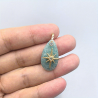 Pendentif en zircon naturel taillé en goutte d'eau, plaqué or, fait main, bijoux de mode transfrontaliers pour femmes européennes et américaines