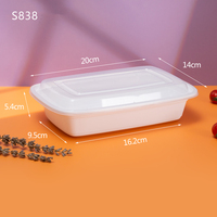 Contenedor Rectangular Desechable de 24oz para Almacenamiento de Alimentos, Apto para Microondas, de Grado Alimenticio PP, con Tapa, para Picnic y Camping, Venta al Por Mayor