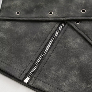 Falda de PU de Cintura Alta con Diseño de Cinturón Cruzado con Cuentas, Estilo Europeo Americano, Estilo Otoñal, Nueva, Entallada y con Personalidad - Product Image 5