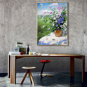 Nouvel Art beau Vase peinture peinte à la main de haute qualité beau chat et fleur rose peinture à l'huile pour chambre décor peinture murale - Product Image 6