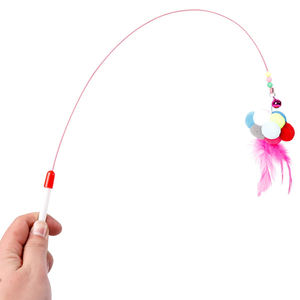 Hoge Kwaliteit Staaldraad Veer Kat Speelgoed Teaser Stok Met Bal En Bel - Product Image 4