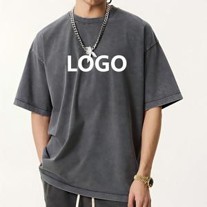 เสื้อยืดคอกลมโอเวอร์ไซส์แขนสั้นผ้าฝ้ายสำหรับผู้ชาย พิมพ์ลายตัวอักษรด้านหน้า สไตล์ลำลอง ผ้าเจอร์ซีย์ถัก ลุคแบบซักแล้ว - Product Image 1