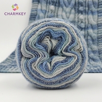 CHARMKEY Cotton Acrylic Blended Cake Yarn Long Distance Gradient Space Dyed Yarn Hand Knitting Yarn for Shawl Blanket