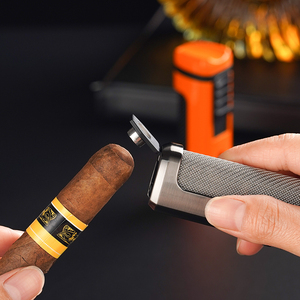 Encendedor de Cigarros para Hombre con <span class=keywords><strong>Triple</strong></span> Llama Azul, Soporte Lateral de Malla de Acero Inoxidable Único y Ventana Visible de Combustible - Product Image 5