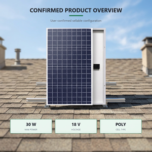 แผงโซลาร์เซลล์แก้วโพลีคริสตัลไลน์ 30W 18V - Product Image 2
