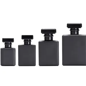 Square Refillable 30ml / 1oz Black luxury Portable Empty Glass Perfume Atomizer Bottle with Spray Applicator