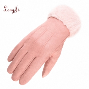 Của phụ nữ ngoài trời nhiệt găng tay cho mùa thu mùa đông hai lớp nhung sang trọng Windproof ba gân da lộn ấm vài phong cách - Product Image 5