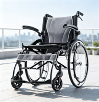 Silla de Ruedas de Aluminio para Personas Mayores, con Reposabrazos Elevables y Plegables, Carrito de Movilidad para el Hogar y Paseos por el Vecindario