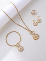 Nouvelle Tendance : Ensemble de Bijoux Quatre Pièces en Acier Titane 18 carats avec Collier et Bracelet Tête de Lion en Zircon et Os de Serpent