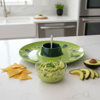 Plateau rond en mélamine écologique personnalisé, fourni par l'usine, pour les chips, passe au lave-vaisselle, vente en gros de plateaux en mélamine pour chips et trempette