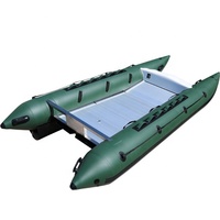 Haute qualité 430cm PVC catamaran Sport Yacht en acier inoxydable ou bois tableau arrière gonflable à grande vitesse en fibre de verre chat bateau
