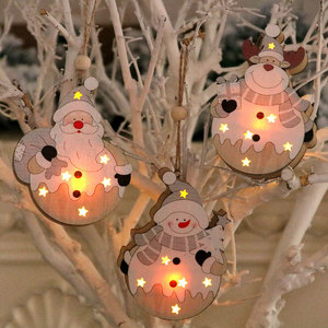 New Nordic style Christmas decorations: Wooden illuminated Christmas ornaments, Santa Claus <b>tree</b> ornaments. - Product Image 2
