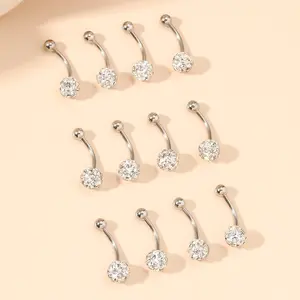 Fashion Jewelry Body Puncture 12pcs/card Safe Nose Piercing Unit Tool Sterilized Nose Studs Punctures Surgical Steel Earrings