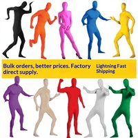 Jumpsuit Katun Hitam Dewasa Chroma Key Kostum Halloween Tak Terlihat untuk Pria