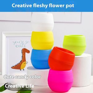 Mini-pots de fleurs et de plantes ronds en plastique colorés et créatifs pour la décoration de jardin, maison et bureau, idéaux pour sacs de culture - Product Image 2