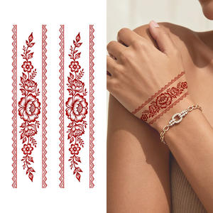 สติกเกอร์รอยสักชั่วคราวลายเฮนน่าสีสันสดใสสไตล์เรขาคณิตชาติพันธุ์รอยสักกันน้ำเหมาะสำหรับด้านหลังมือข้อมือ - Product Image 1