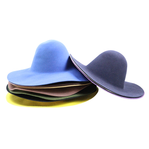 Sombreros Fedora <span class=keywords><strong>de</strong></span> Ala Extra Ancha OEM para Mujer, Sombrero <span class=keywords><strong>de</strong></span> Fieltro <span class=keywords><strong>de</strong></span> Lana Colorido y Moderno con Borde <span class=keywords><strong>de</strong></span> Piel, Sombrero Fedora sin Adornos - Product Image 3