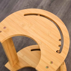 Reposapiés de madera debajo del escritorio Rodillo masajeador de pies de bambú Reposapiés ajustable para oficina - Product Image 6