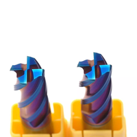 Fraise à queue en carbure à un seul tranchant et 4 cannelures HRC65, à rayon d'angle, outils de coupe CNC, revêtement AITiSiN, disponible en OEM, 3-20mm