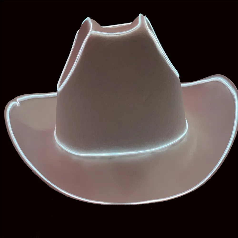 Amazing Light LED Cowboy Hat Flashing El Wire Hat Flashing Blink Lights Cowgirl/boy Bride Hat Christmas Wedding