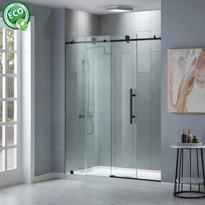 Portes de douche coulissantes en nickel brossé, verre dépoli, acier inoxydable antirouille, étanches - Product Image 4