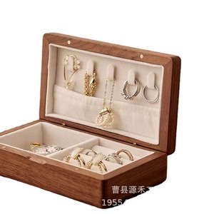 Wooden jewelry <b>box</b>, jewelry display <b>box</b>, necklace, <b>earring</b>, ring, portable jewelry packaging <b>box</b>, solid wood storage <b>box</b>, <b>gift</b> - Product Image 3