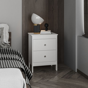 โต๊ะข้างเตียงนิวคาสเซิล 2 ลิ้นชัก สีขาว สไตล์โมเดิร์น - Product Image 1