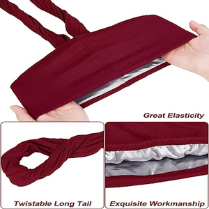 FF1490 Bandeaux en satin torsadé doublés, Durags extensibles, Bonnets de nuit, Couvre-cheveux, Bandeaux <span class=keywords><strong>Halo</strong></span> Turban pour hommes et femmes - Product Image 3