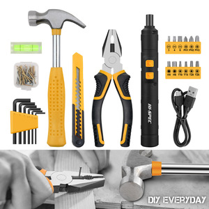 Home Maintenance <b>Tool</b> Set With Electric Screwdriver Hammer Pliers Tape Measure 3.6V Lithium Battery Hard <b>Case</b> Storage - Product Image 5