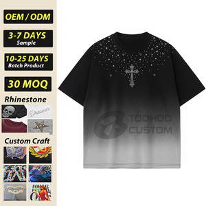 Camisetas de Hip Hop Extra Grandes de Algodón con Pedrería Personalizadas para Hombre, Impresión DTG de Alta Calidad, Transferencia de Diseño OEM, Varios Colores - Product Image 1