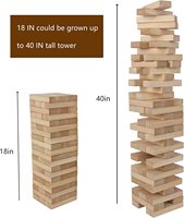 Grand ensemble de blocs de bois à empiler pour adultes et adolescents, 18 pouces de haut, jeu d'empilage de 60 pièces, jouet éducatif unisexe